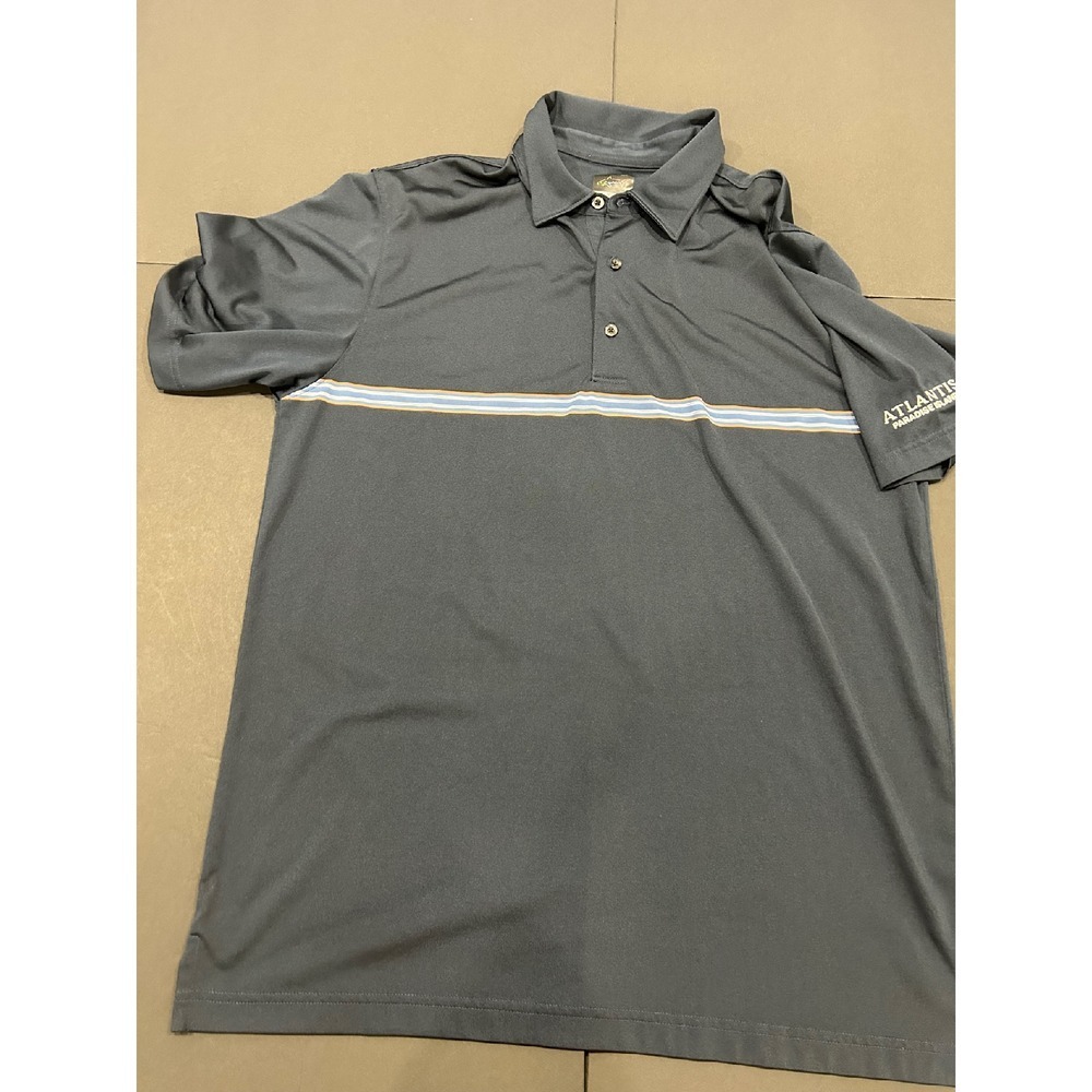 Greg Norman Atlantis‎ Polo Golf Shirt Striped Performance Gray Large (228)